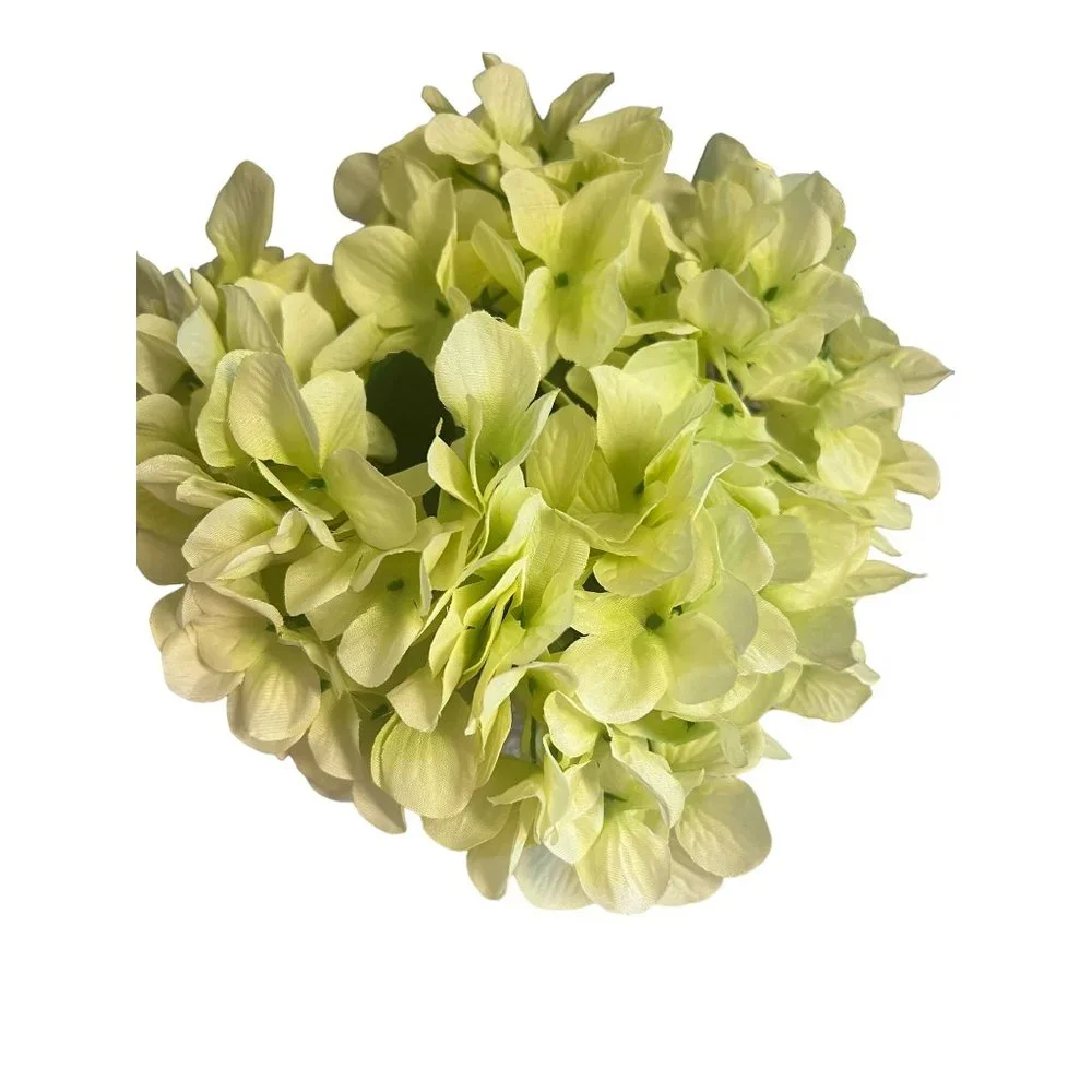 Silk Hydrangea Arrangement Square Glass Vase Glass Marbles 9
